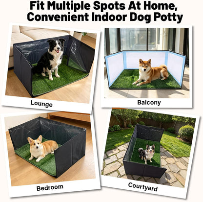 High Walls Dog Litter Box with Artificial Grass Waterproof PVC Liner