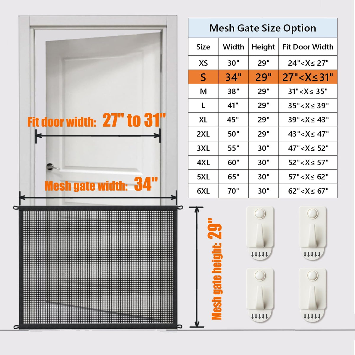 Dog Gate Indoor Pet Gates for Stairs: Dogs Screen Mesh Gate for The House Magic Gate for Kitchen Doorways Hallway Stairways Porch Yard 30 inch Tall, 55 inch Wide Fits 48''–52'' Openings