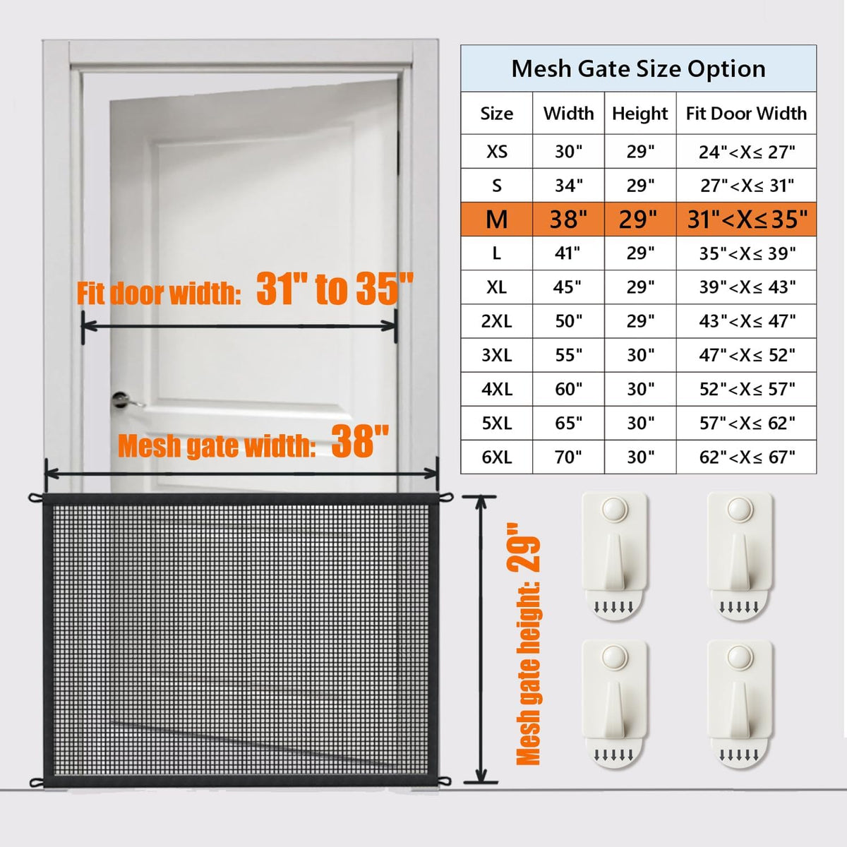 Dog Gate Indoor Pet Gates for Stairs: Dogs Screen Mesh Gate for The House Magic Gate for Kitchen Doorways Hallway Stairways Porch Yard 30 inch Tall, 55 inch Wide Fits 48''–52'' Openings