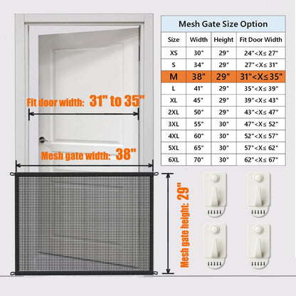 Dog Gate Indoor Pet Gates for Stairs: Dogs Screen Mesh Gate for The House Magic Gate for Kitchen Doorways Hallway Stairways Porch Yard 30 inch Tall, 55 inch Wide Fits 48''–52'' Openings