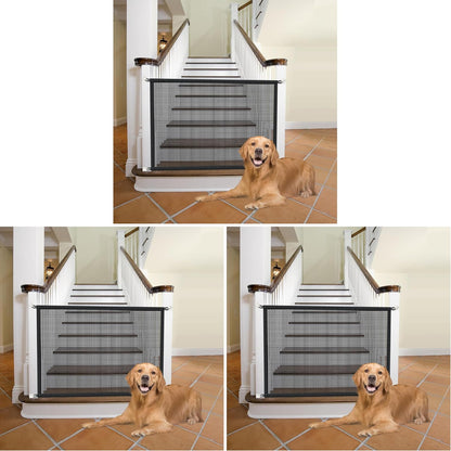 Dog Gate Indoor Pet Gates for Stairs: Dogs Screen Mesh Gate for The House Magic Gate for Kitchen Doorways Hallway Stairways Porch Yard 30 inch Tall, 55 inch Wide Fits 48''–52'' Openings
