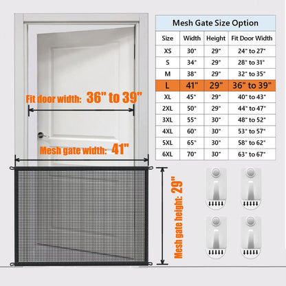 Dog Gate Indoor Pet Gates for Stairs: Dogs Screen Mesh Gate for The House Magic Gate for Kitchen Doorways Hallway Stairways Porch Yard 30 inch Tall, 55 inch Wide Fits 48''–52'' Openings