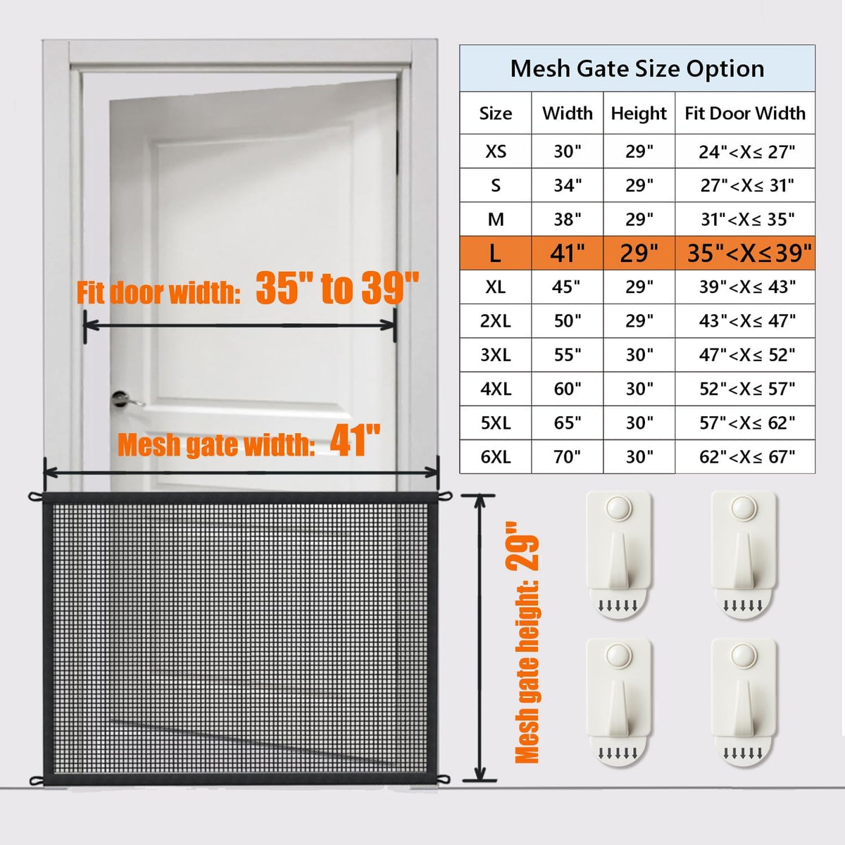 Dog Gate Indoor Pet Gates for Stairs: Dogs Screen Mesh Gate for The House Magic Gate for Kitchen Doorways Hallway Stairways Porch Yard 30 inch Tall, 55 inch Wide Fits 48''–52'' Openings