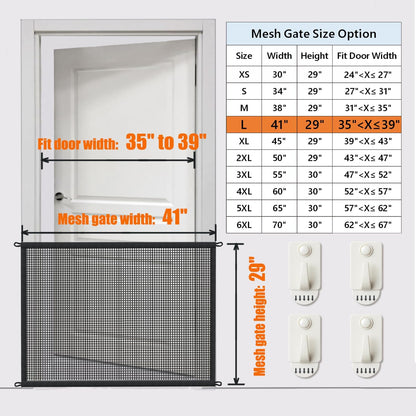 Dog Gate Indoor Pet Gates for Stairs: Dogs Screen Mesh Gate for The House Magic Gate for Kitchen Doorways Hallway Stairways Porch Yard 30 inch Tall, 55 inch Wide Fits 48''–52'' Openings
