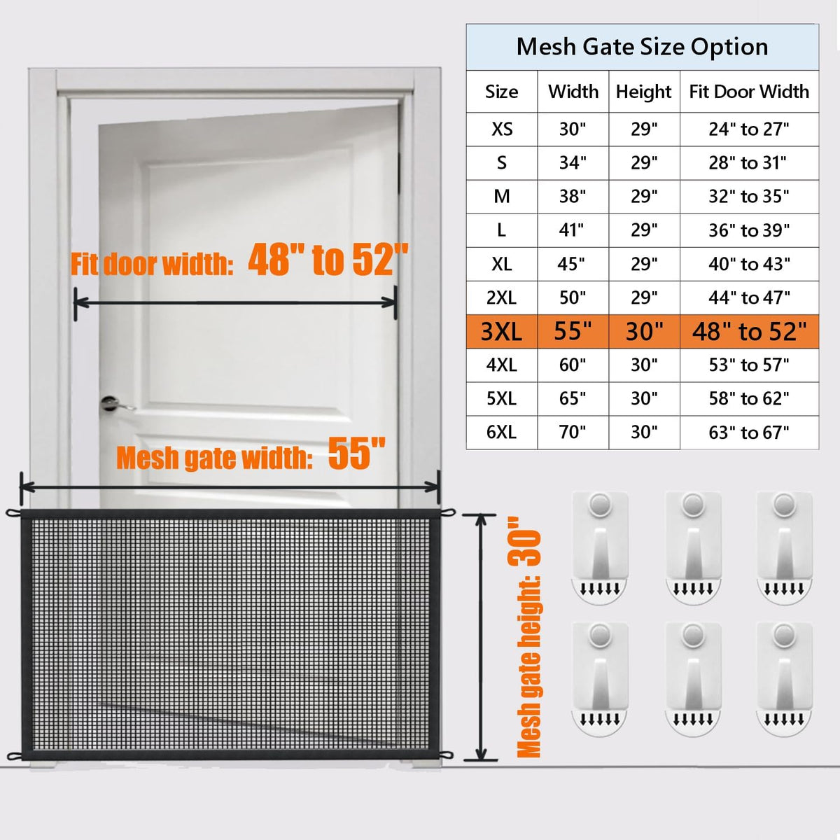 Dog Gate Indoor Pet Gates for Stairs: Dogs Screen Mesh Gate for The House Magic Gate for Kitchen Doorways Hallway Stairways Porch Yard 30 inch Tall, 55 inch Wide Fits 48''–52'' Openings