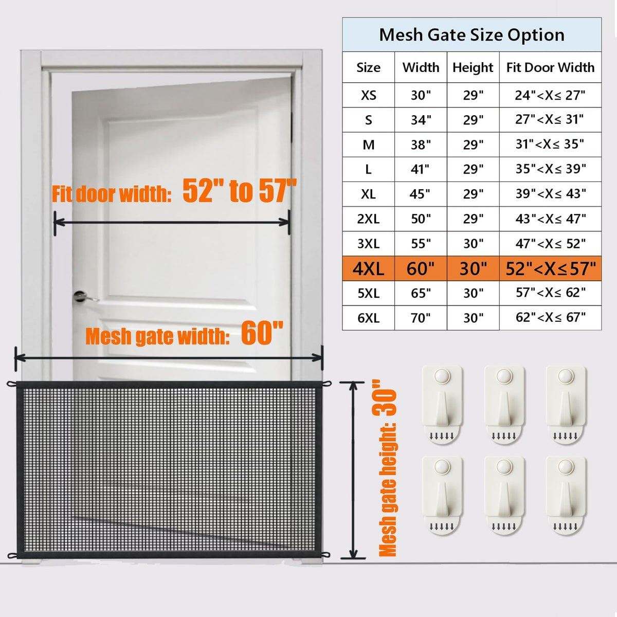 Dog Gate Indoor Pet Gates for Stairs: Dogs Screen Mesh Gate for The House Magic Gate for Kitchen Doorways Hallway Stairways Porch Yard 30 inch Tall, 55 inch Wide Fits 48''–52'' Openings