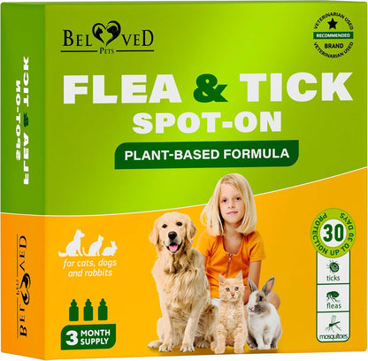 Flea & Tick Spot-On Drops for Dogs and Cats - Topical Drops, 3 Supply Pack