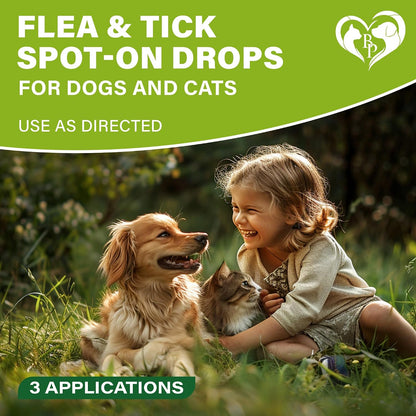 Flea & Tick Spot-On Drops for Dogs and Cats - Topical Drops, 3 Supply Pack