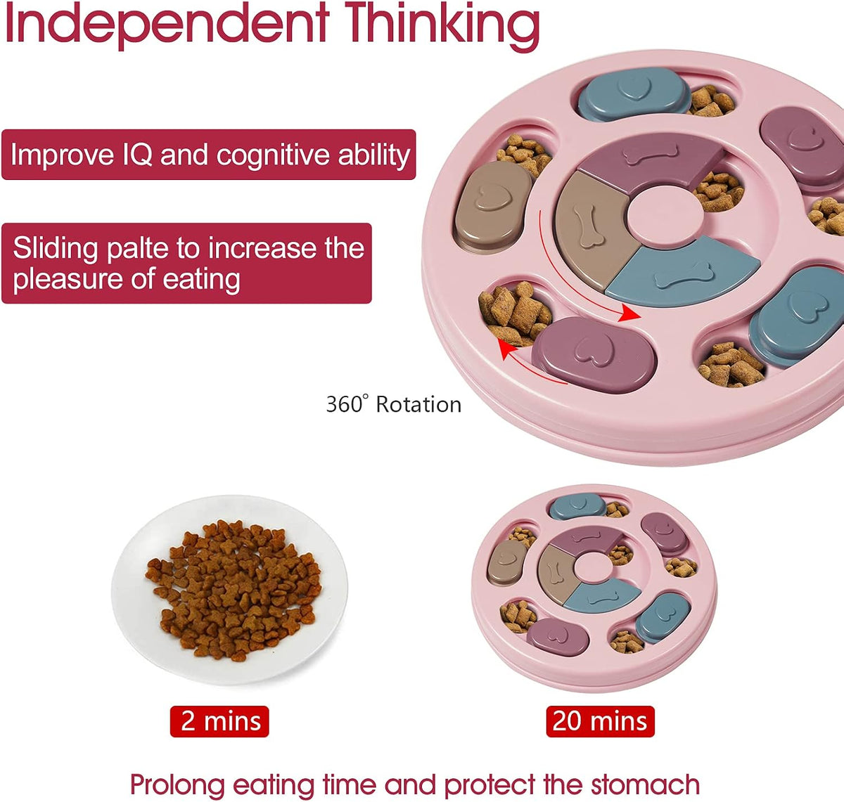 Dog Puzzles,Dogs Food Puzzle Feeder Toys for IQ Training & Mental Enrichment,Dog Treat Puzzle(Pink)