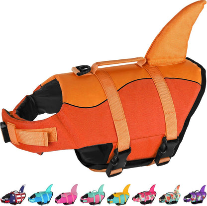 Dog Life Jacket, Cute Shark Dog Life Vest for Swimming Boating with Superior Buoyancy and Rescue Handle, Adjustable Puppy Floating Swim Vest for Small Medium Large Dogs - Pool Blue, M