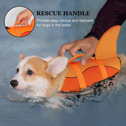 Dog Life Jacket, Cute Shark Dog Life Vest for Swimming Boating with Superior Buoyancy and Rescue Handle, Adjustable Puppy Floating Swim Vest for Small Medium Large Dogs - Pool Blue, M