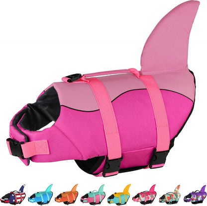 Dog Life Jacket, Cute Shark Dog Life Vest for Swimming Boating with Superior Buoyancy and Rescue Handle, Adjustable Puppy Floating Swim Vest for Small Medium Large Dogs - Pool Blue, M
