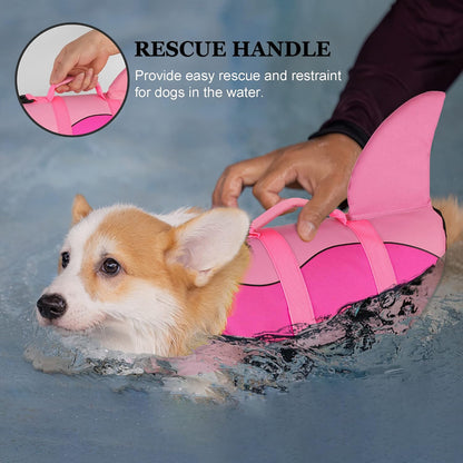 Dog Life Jacket, Cute Shark Dog Life Vest for Swimming Boating with Superior Buoyancy and Rescue Handle, Adjustable Puppy Floating Swim Vest for Small Medium Large Dogs - Pool Blue, M
