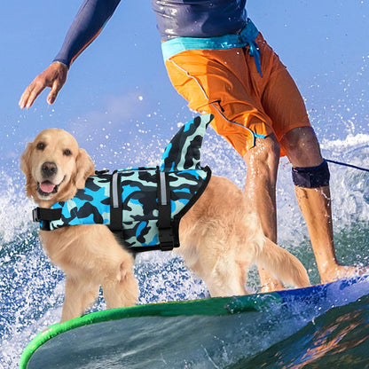 Dog Life Jacket, Cute Shark Dog Life Vest for Swimming Boating with Superior Buoyancy and Rescue Handle, Adjustable Puppy Floating Swim Vest for Small Medium Large Dogs - Pool Blue, M