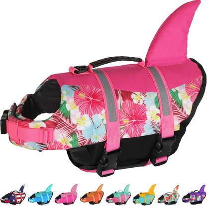 Dog Life Jacket, Cute Shark Dog Life Vest for Swimming Boating with Superior Buoyancy and Rescue Handle, Adjustable Puppy Floating Swim Vest for Small Medium Large Dogs - Pool Blue, M