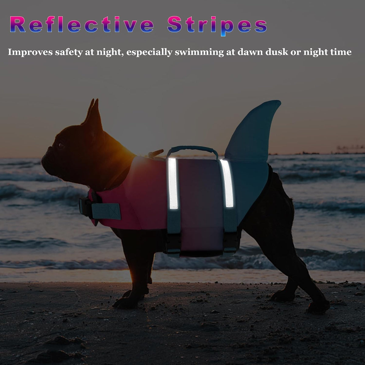 Dog Life Jacket, Cute Shark Dog Life Vest for Swimming Boating with Superior Buoyancy and Rescue Handle, Adjustable Puppy Floating Swim Vest for Small Medium Large Dogs - Pool Blue, M