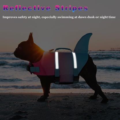 Dog Life Jacket, Cute Shark Dog Life Vest for Swimming Boating with Superior Buoyancy and Rescue Handle, Adjustable Puppy Floating Swim Vest for Small Medium Large Dogs - Pool Blue, M
