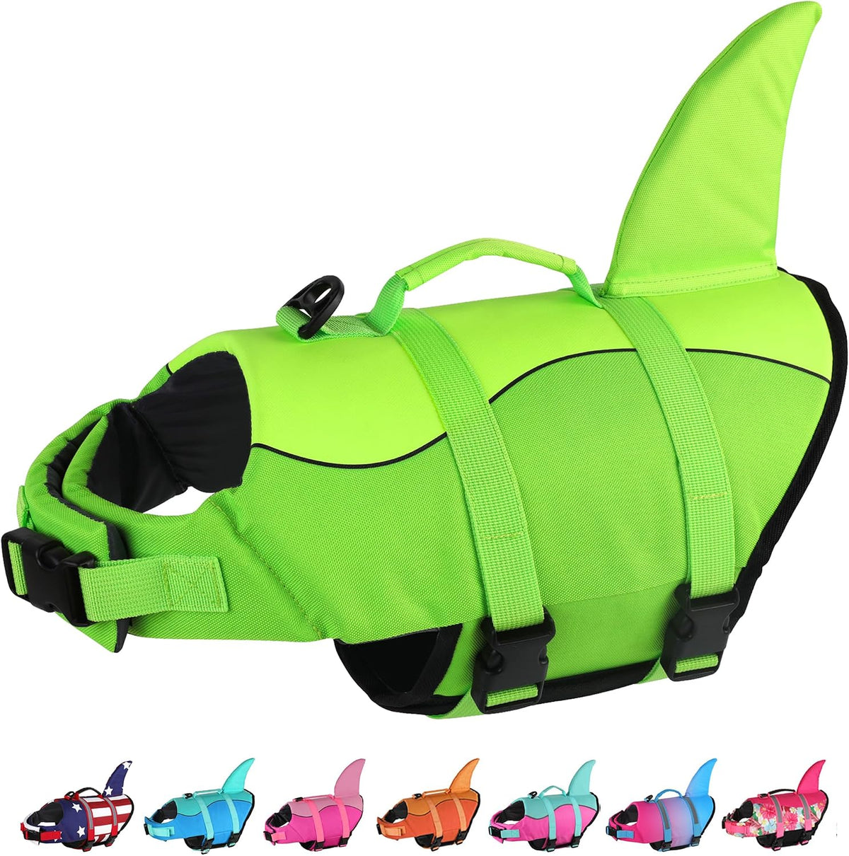 Dog Life Jacket, Cute Shark Dog Life Vest for Swimming Boating with Superior Buoyancy and Rescue Handle, Adjustable Puppy Floating Swim Vest for Small Medium Large Dogs - Pool Blue, M