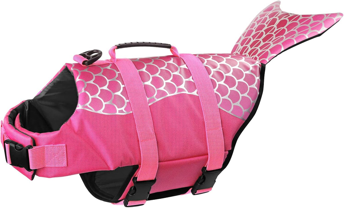 Dog Life Jacket, Cute Shark Dog Life Vest for Swimming Boating with Superior Buoyancy and Rescue Handle, Adjustable Puppy Floating Swim Vest for Small Medium Large Dogs - Pool Blue, M