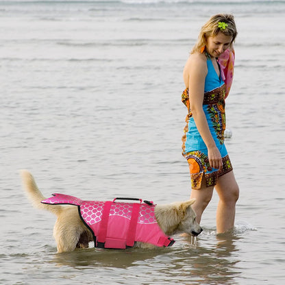 Dog Life Jacket, Cute Shark Dog Life Vest for Swimming Boating with Superior Buoyancy and Rescue Handle, Adjustable Puppy Floating Swim Vest for Small Medium Large Dogs - Pool Blue, M