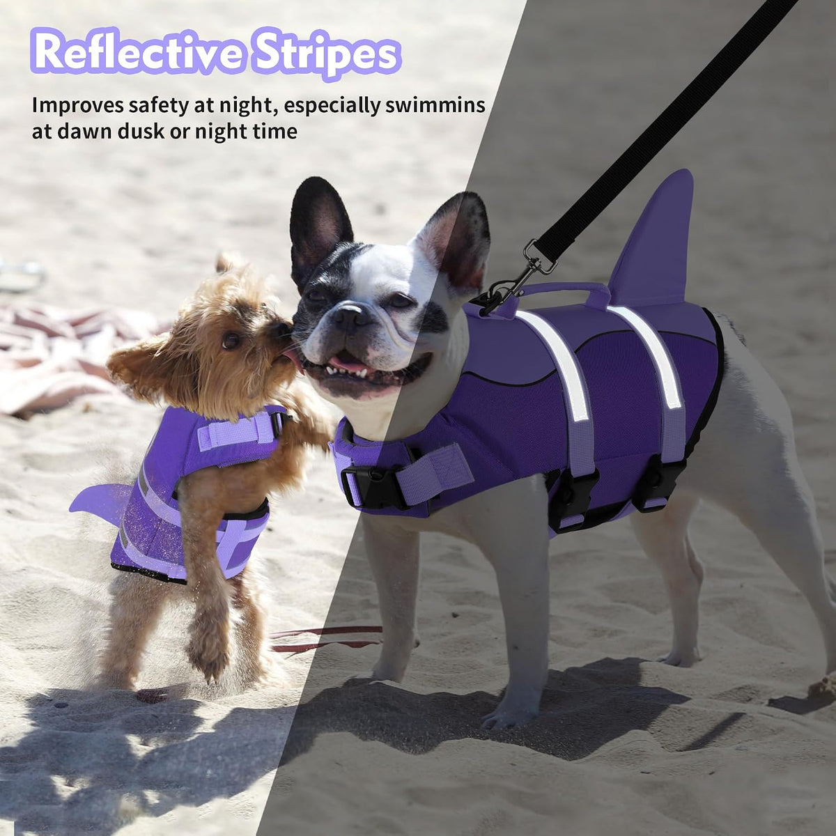 Dog Life Jacket, Cute Shark Dog Life Vest for Swimming Boating with Superior Buoyancy and Rescue Handle, Adjustable Puppy Floating Swim Vest for Small Medium Large Dogs - Pool Blue, M