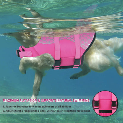 Dog Life Jacket, Cute Shark Dog Life Vest for Swimming Boating with Superior Buoyancy and Rescue Handle, Adjustable Puppy Floating Swim Vest for Small Medium Large Dogs - Pool Blue, M
