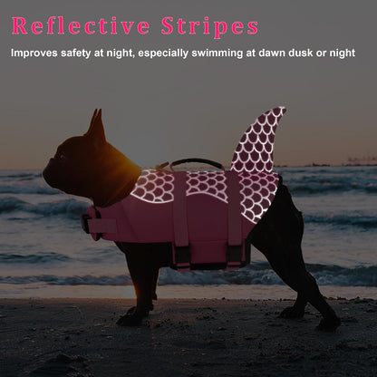 Dog Life Jacket, Cute Shark Dog Life Vest for Swimming Boating with Superior Buoyancy and Rescue Handle, Adjustable Puppy Floating Swim Vest for Small Medium Large Dogs - Pool Blue, M