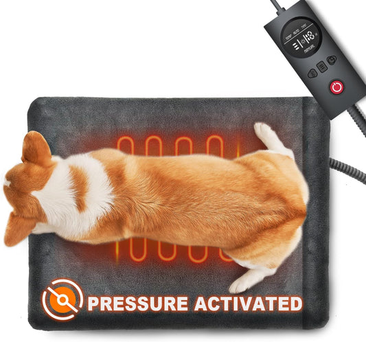 Dog Cat Heating Pad Pressure Activated 18 X 22 Pet Heat Pack Automatic Electric Heated Bed Mat for Indoor Warming Pad Chew Resistant Cord, Adjustable Temperature Waterproof Washable