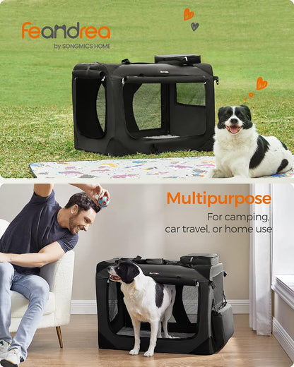 Feandrea Collapsible Soft Dog Crate, Portable Travel Carrier, 48 Inches