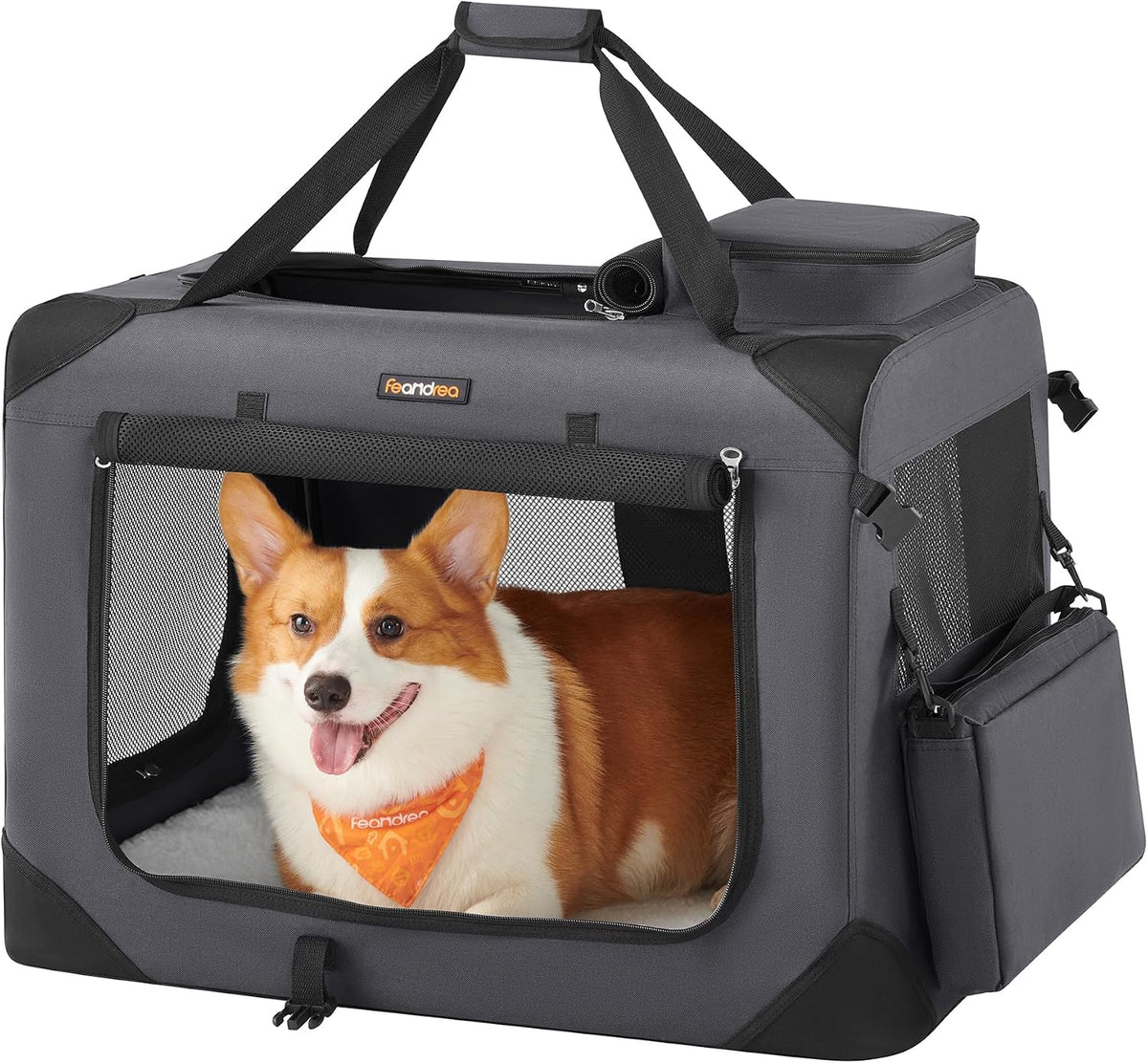 Feandrea Collapsible Soft Dog Crate, Portable Travel Carrier, 48 Inches