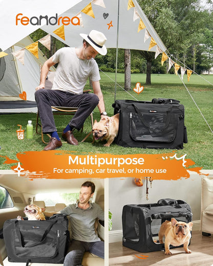 Feandrea Collapsible Soft Dog Crate, Portable Travel Carrier, 48 Inches