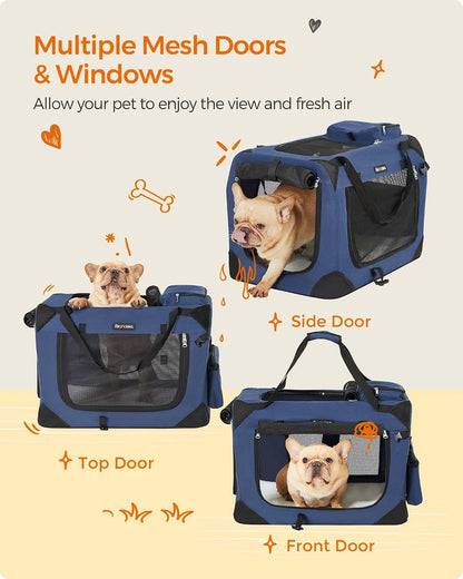 Feandrea Collapsible Soft Dog Crate, Portable Travel Carrier, 48 Inches