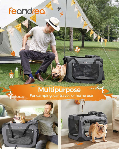 Feandrea Collapsible Soft Dog Crate, Portable Travel Carrier, 48 Inches