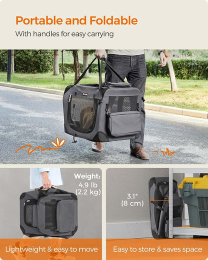 Feandrea Collapsible Soft Dog Crate, Portable Travel Carrier, 48 Inches