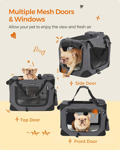Feandrea Collapsible Soft Dog Crate, Portable Travel Carrier, 48 Inches