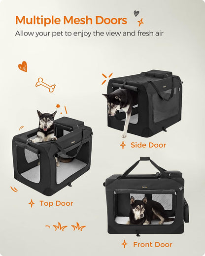 Feandrea Collapsible Soft Dog Crate, Portable Travel Carrier, 48 Inches