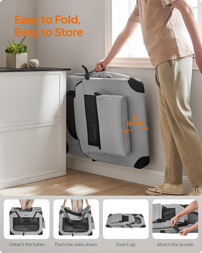 Feandrea Collapsible Soft Dog Crate, Portable Travel Carrier, 48 Inches
