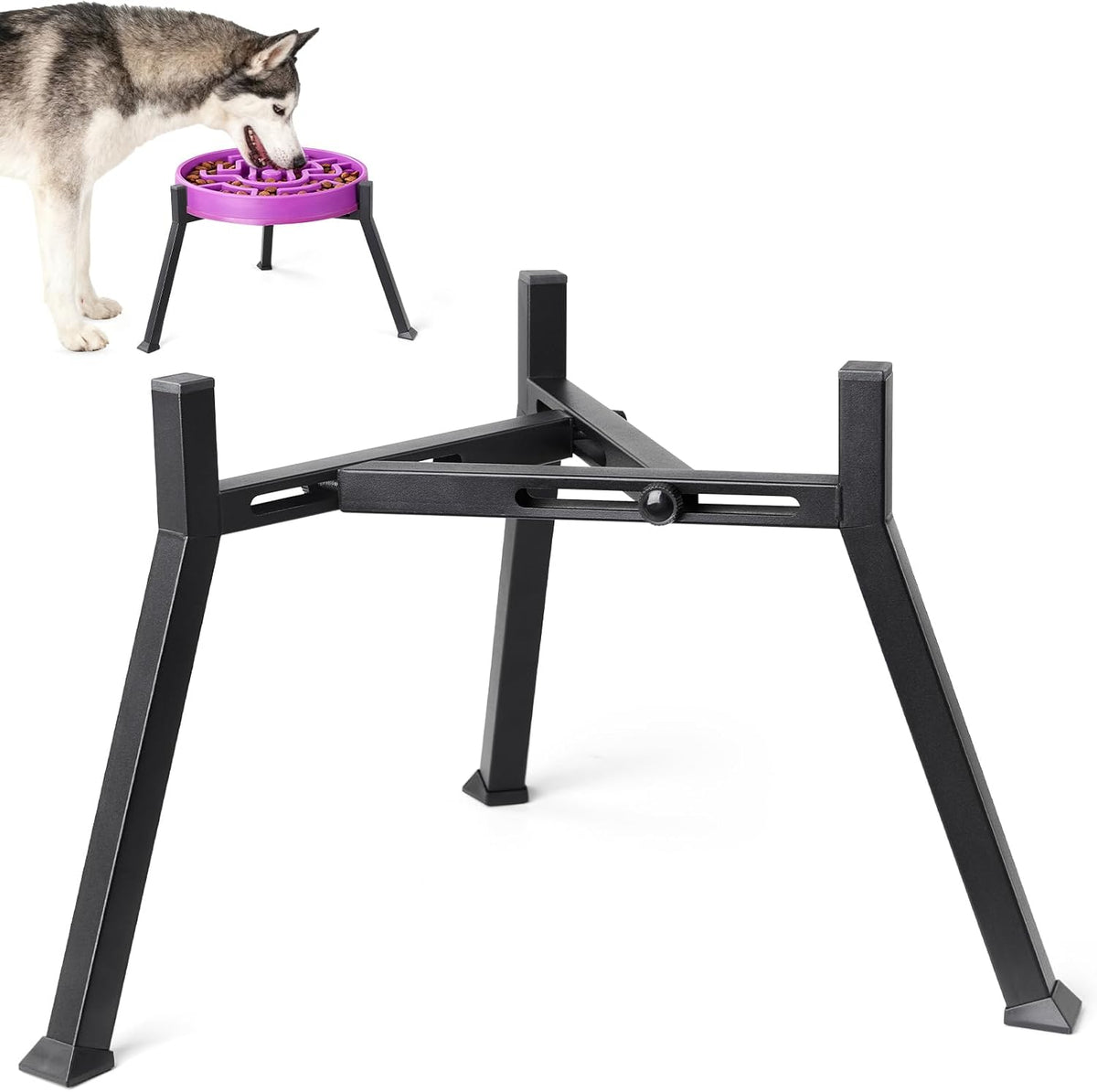Elevated Dog Bowl Stand Adjustable 8.2"-11" Width for Large Seniors