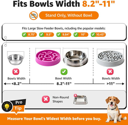 Elevated Dog Bowl Stand Adjustable 8.2"-11" Width for Large Seniors