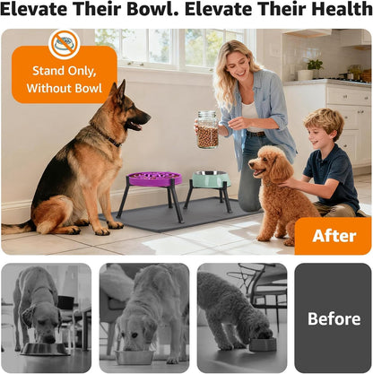 Elevated Dog Bowl Stand Adjustable 8.2"-11" Width for Large Seniors