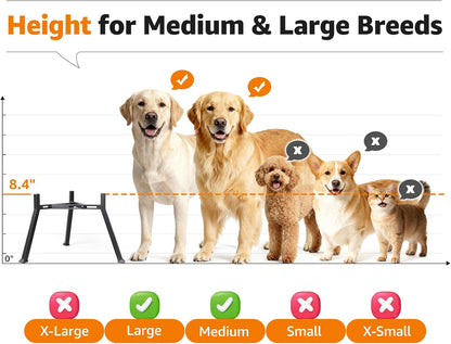 Elevated Dog Bowl Stand Adjustable 8.2"-11" Width for Large Seniors