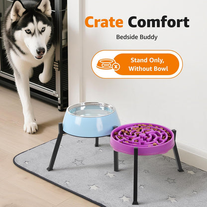 Elevated Dog Bowl Stand Adjustable 8.2"-11" Width for Large Seniors