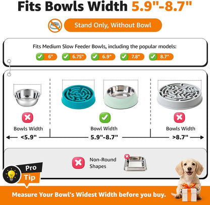 Elevated Dog Bowl Stand Adjustable 8.2"-11" Width for Large Seniors