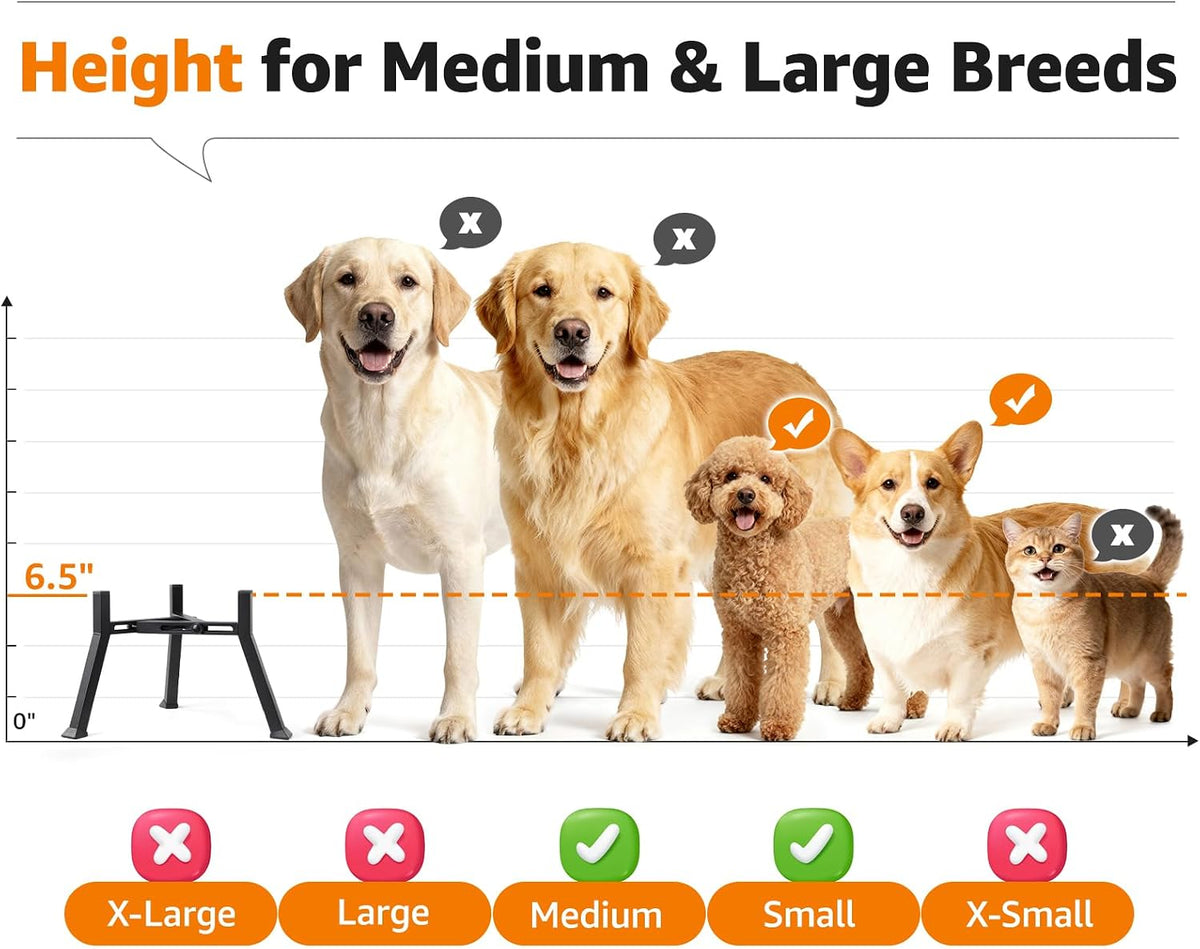 Elevated Dog Bowl Stand Adjustable 8.2"-11" Width for Large Seniors