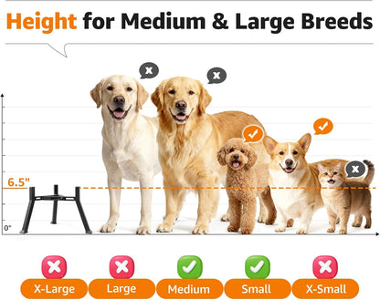 Elevated Dog Bowl Stand Adjustable 8.2"-11" Width for Large Seniors