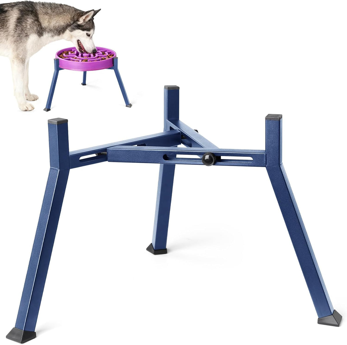 Elevated Dog Bowl Stand Adjustable 8.2"-11" Width for Large Seniors