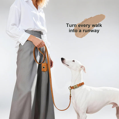 PU Leather Dog Leash for Medium Large Dogs, 3/4in x 5ft, Light Brown