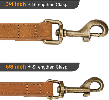 PU Leather Dog Leash for Medium Large Dogs, 3/4in x 5ft, Light Brown