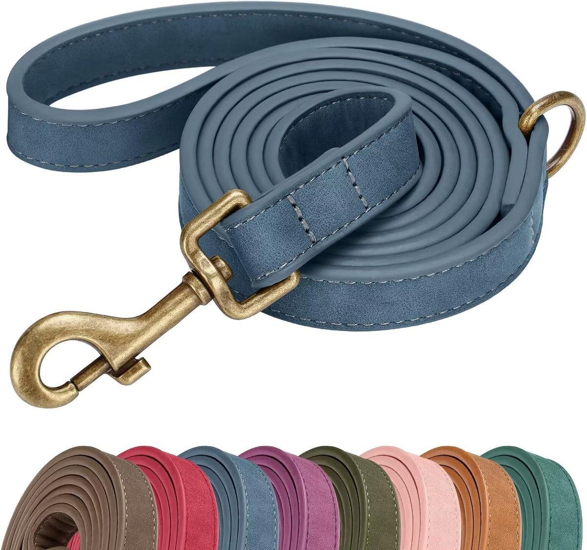 PU Leather Dog Leash for Medium Large Dogs, 3/4in x 5ft, Light Brown