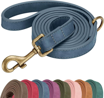 PU Leather Dog Leash for Medium Large Dogs, 3/4in x 5ft, Light Brown